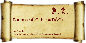Maracskó Kleofás névjegykártya